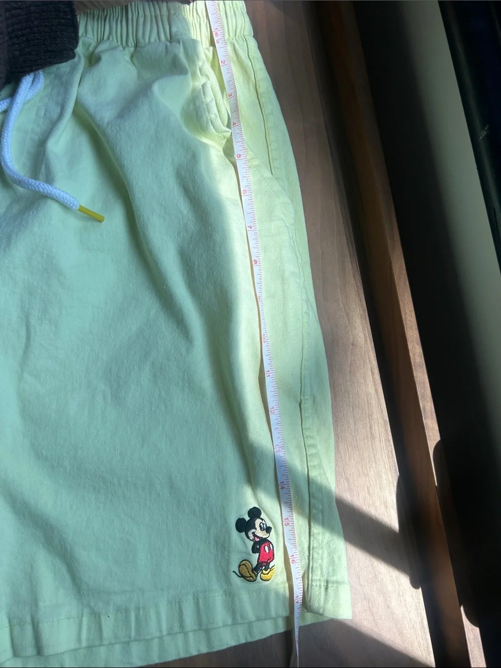 Y2K Mickey Mouse Pale Yellow Drawstring Men's Shorts EUC